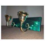 14in 2 Light Polished Brass Bath Bar w/ Scroll Arm