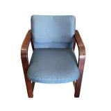 HON side chair. Blue/cream dot fabric & wood frame