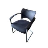 Amicus guest chair. Black fabric & silver frame