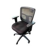 Task chair. Mesh back, solid fabric seat.
