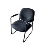 Guest chair with arm rests. Black fabric & metal