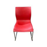 Modern diner style chair. Red seat & metal frame