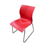 Modern diner style chair. Red seat & metal frame