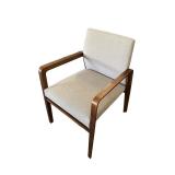 Bernhardt Design guest chair. Taupe/ wood