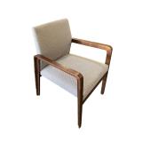 Bernhardt Design guest chair. Taupe/ wood