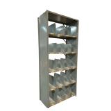 Multi-compartment metal shelf unit