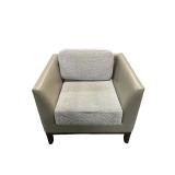 Bernhardt Tan club chair. Leather/fabric