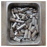 Metal Pan Full of Misc Sockets Shapes & Sizes