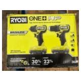 Ryobi 18v One+ HP Compact 2 Tool Combo Kit, inv #c250939