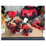 Assorted Milwaukee M12 Tools, includes Battery and Charger, 6pcs, inv #t01323