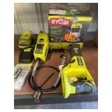Ryobi 18V Recip Saw, Dremel Tool and Electric Router, includes (1) Battery, and Charger, 3pcs, inv #c240863, 251088 Ryobi 18V Recip Saw, Dremel Tool and Electric Router, includes (1) Battery, and Charger, 3pcs, inv #c240863, 251088