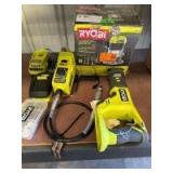 Ryobi 18V Recip Saw, Dremel Tool and Electric Router, includes (1) Battery, and Charger, 3pcs, inv #c240863, 251088