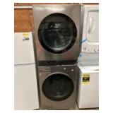 LG 4.5 Cu. Ft. HE Smart Front Load Washer and 7.4 Cu. Ft. Electric Dryer WashTower, model wke100hva, includes warranty