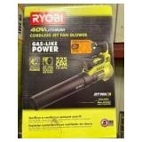 Ryobi 40V Jet Fan Blower, Includes Battery and Charger, inv #c250628 Ryobi 40V Jet Fan Blower, Includes Battery and Charger, inv #c250628