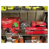 Milwaukee M18 Hole Hawg, Circular Saw, Saw Zall, wet/dry Vac and Drain Snake, Tools only, inv #c21858, 11752, 21844, 181187, 230783