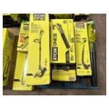 Assorted Ryobi Cordless Yard Tools, 8pcs, Tools only, contents of Pallet Assorted Ryobi Cordless Yard Tools, 8pcs, Tools only, contents of Pallet