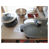 Electric Skillet and Stainless Bowls