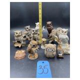 Owl Figurines--One Wood, One made out of little