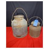 Galvanized Milk cans, 15' and 12' with bales