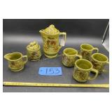 9 pc. MCM Japan, Carafe, 4 coffee mugs, sugar,