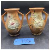2 Roseville USA 9-07' double handled vases,
