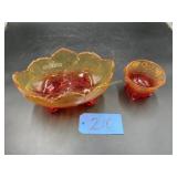 2 Footed Amber/Ruby bowls