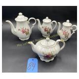 3 ceramic teapots, 1 teapot is a music box