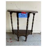 Antique Half Round Dark Finish Side Table  24' W