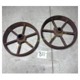 Pair of Metal Cast Iron Wheels
