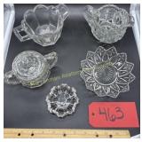 Clear Glass Misc. lot, ashtray, sugar, creamer,