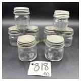 7 Ball 1/2 Pint jars with Zinc lids and 1 Tin