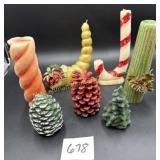 Christmas Candles--Honeycombs, Candy Cane,