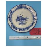 Vintage, blue/white octagonal plate--Norfolk