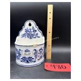 Vintage ceramic salt box 6 1/2' W  Damaged