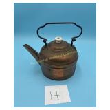 Vintage Copper Metal Handle Tea Kettle
