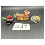 Vintage Rooster Pin cushion tape, misc. pin
