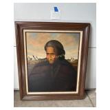 Vintage Oil Trudy painting of Native American