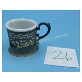 Vintage Shaving Mug with Open work Metal