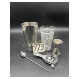 Cocktail Shaker Glasses, Jiggers, and Accessories