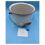 Vintage Red banded enamelware pail