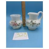 White Milk Glass Vase, White Milk Glass Pitcher