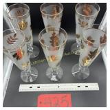 6-1950's Libbey Gold Foliage Pilsner Set