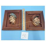 Vintage Lefton Ceramic Wall Prints, Sea Captain,