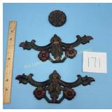 2 Cast Iron Curtain Rod Clips