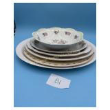 6 Floral Serving plates, bowls