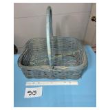 Vintage blue painted gathering basket