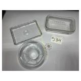 Vintage Misc. glass pieces, small tray,