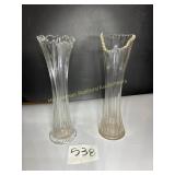 2-Vintage glass tall vases