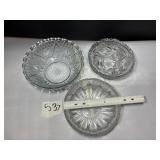 3 Vintage clear glass serving bowls