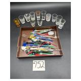 Shot Glasses and Vintage Stirring Sticks